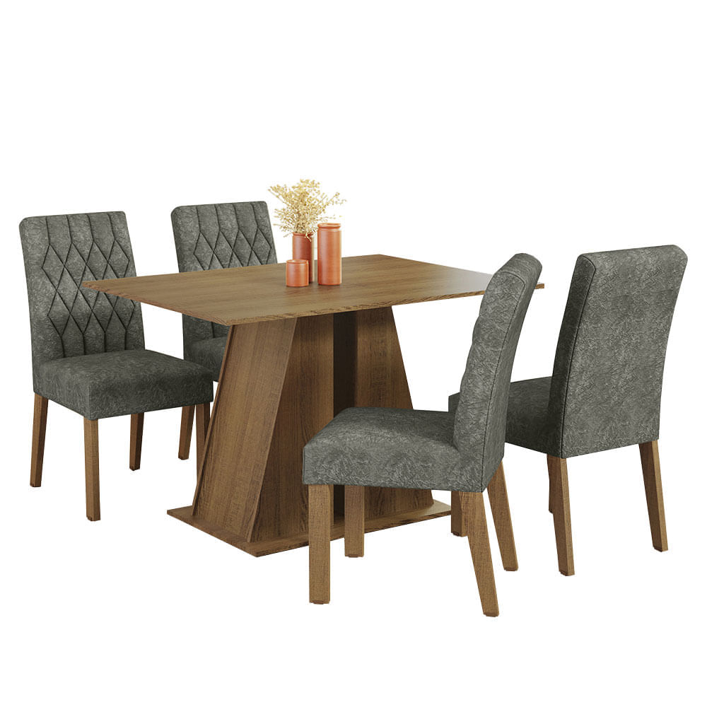 Juego de Comedor Gisele con 4 Sillas Marrón/Plata Juego de Comedor Gisele con 4 Sillas Marrón/Plata