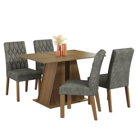 Juego de Comedor Gisele con 4 Sillas Marrón/Plata Juego de Comedor Gisele con 4 Sillas Marrón/Plata
