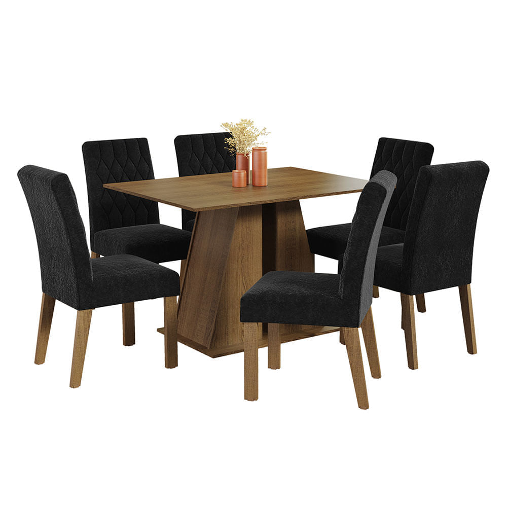 Juego de Comedor Fabiana con 6 Sillas Marrón/Oxford Juego de Comedor Fabiana con 6 Sillas Marrón/Oxford