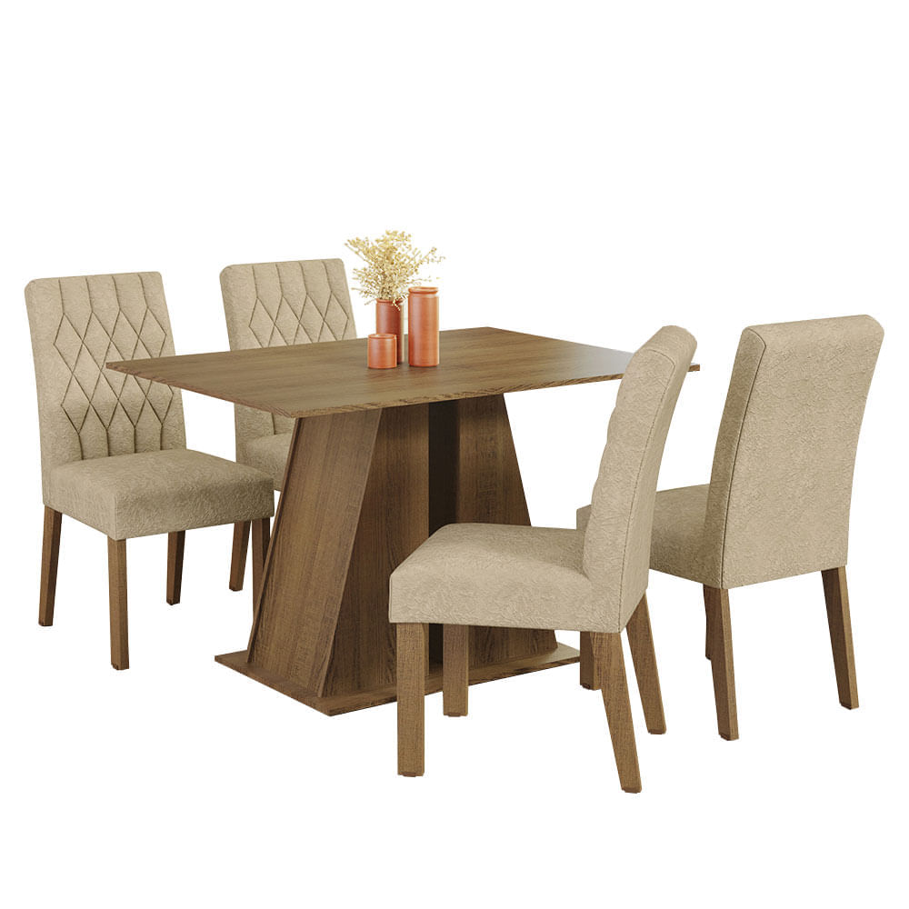 Juego de Comedor Gisele con 4 Sillas Marrón/Imperial Juego de Comedor Gisele con 4 Sillas Marrón/Imperial