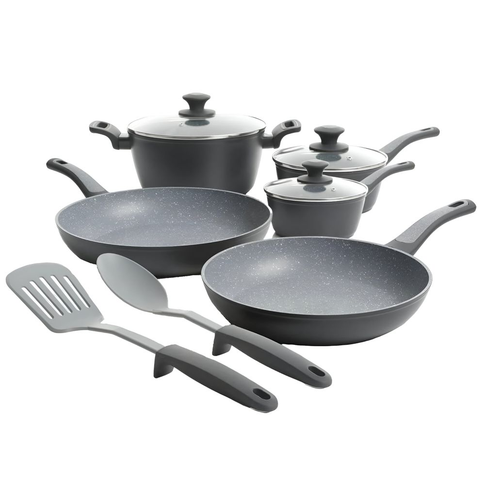 Juego de ollas oster 127710.10 y sartenes 10 piezas aluminio forjado gris Juego de ollas oster 127710.10 y sartenes 10 piezas aluminio forjado gris