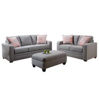 Juego de Sala Mallma Deco 3 2 + Banqueta Sofia Gris