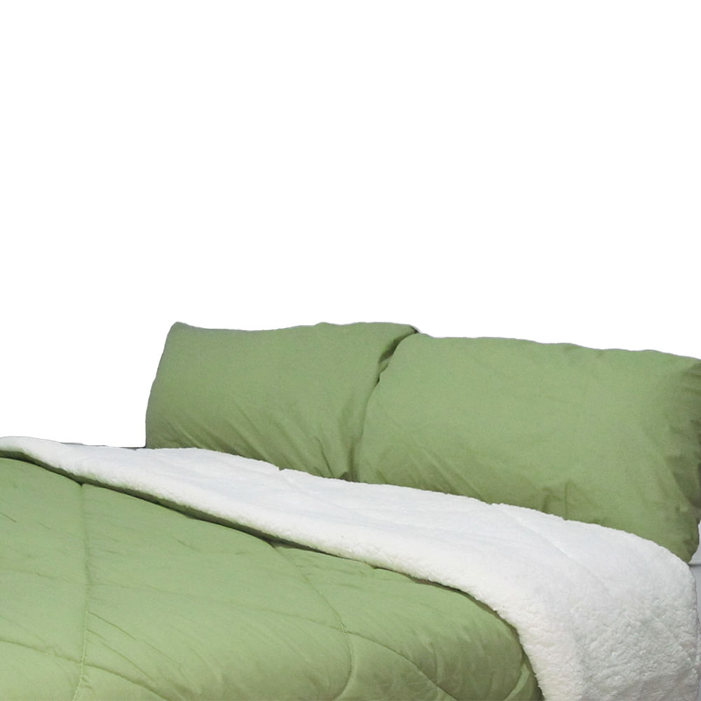 Edredon Termico con Carnero Plaza y media Interiotex 144 hilos Verde sidra Peru Pima