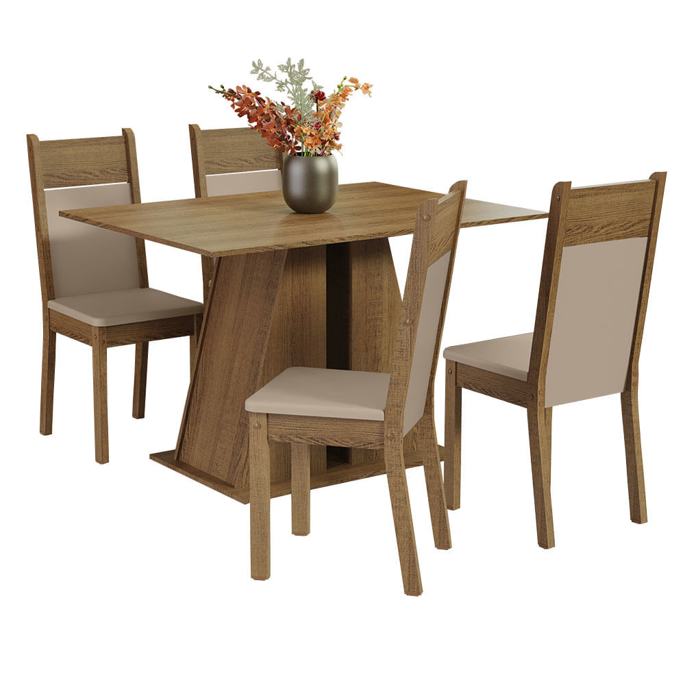 Juego de Comedor Angel con 4 Sillas Marrón/Beige Juego de Comedor Angel con 4 Sillas Marrón/Beige