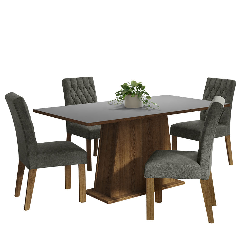 Juego de Comedor Ashley con 4 Sillas Marrón/Gris/Plata Juego de Comedor Ashley con 4 Sillas Marrón/Gris/Plata
