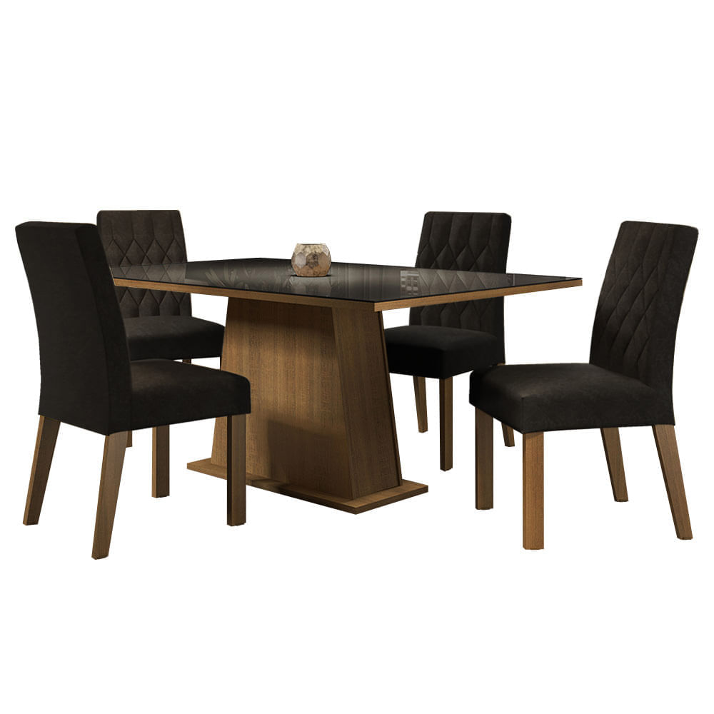 Juego de Comedor Aryeli con 4 Sillas Marrón/Negro/Oxford