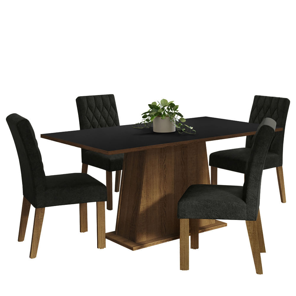 Juego de Comedor Ashley con 4 Sillas Marrón/Negro/Oxford Juego de Comedor Ashley con 4 Sillas Marrón/Negro/Oxford