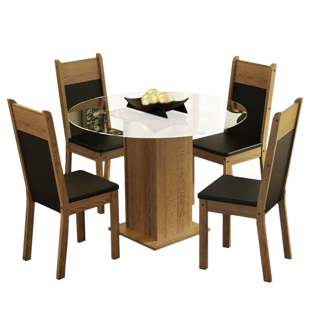 Juego de Comedor Beta con 4 Sillas Marrón/Negro Juego de Comedor Beta con 4 Sillas Marrón/Negro