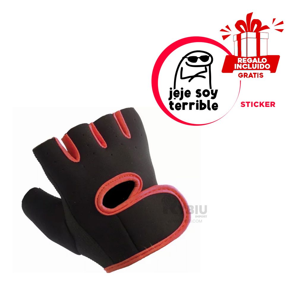 Guantes Comodos para Ejercitarse de Color Rojo Y+Stickers Guantes Comodos para Ejercitarse de Color Rojo Y+Stickers