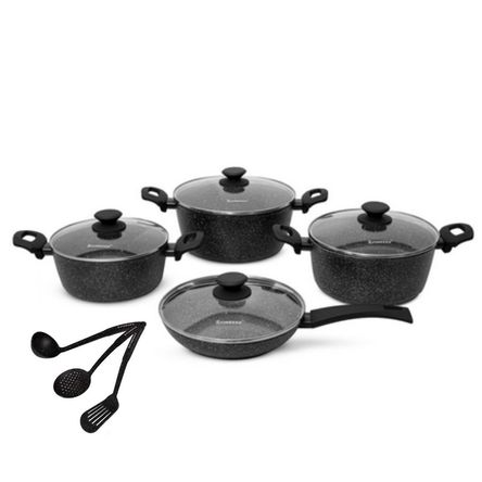 Juego De Ollas Finezza Antiadherente De 11 Piezas Ultra Granito Juego De Ollas Finezza Antiadherente De 11 Piezas Ultra Granito
