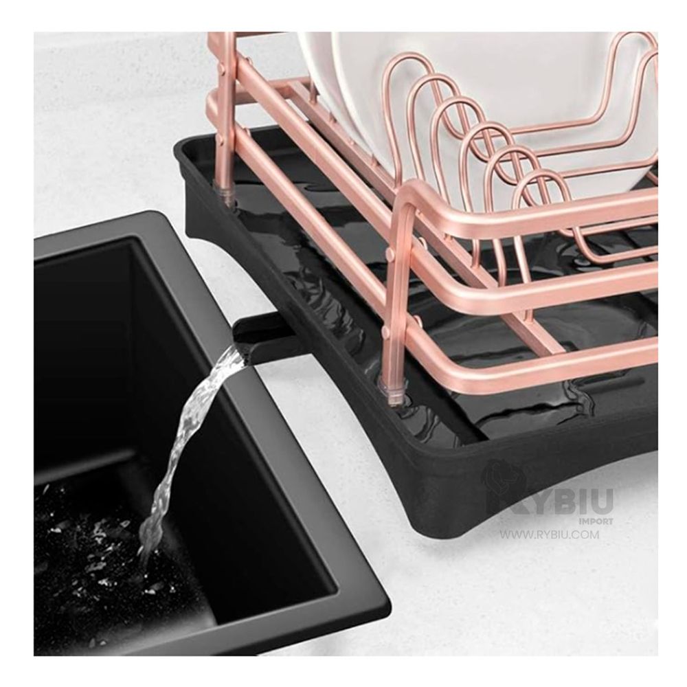 Escurridor de Platos y Utensilios con Drenaje en Oro Rosa Escurridor de Platos y Utensilios con Drenaje en Oro Rosa