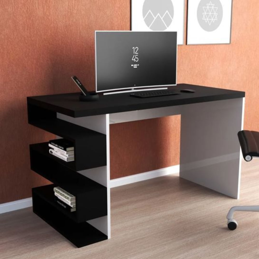 Escritorio Nacion Muebles Ale Color Negro con Blanco Escritorio Nacion Muebles Ale Color Negro con Blanco