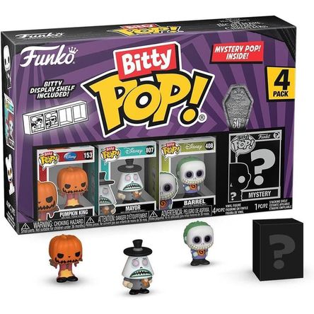 Funko Bitty Pop! Mini figuras de colección paquete de 4 de Nightmare Before Christmas. Funko Bitty Pop! Mini figuras de colección paquete de 4 de Nightmare Before Christmas.