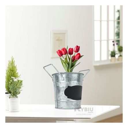 Macetero de Metal Modelo Cubo Plateado Y+Papel de Regalo Macetero de Metal Modelo Cubo Plateado Y+Papel de Regalo