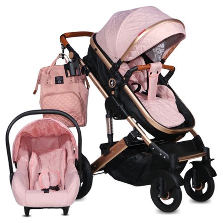 Coche Moisés Mini 4 en 1 Jakius con Portabebé Rosa