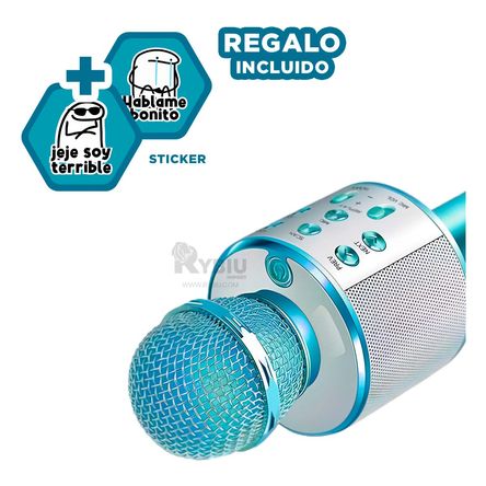 Microfono Moderno y Compacto en Color Azul Y+Stickers Microfono Moderno y Compacto en Color Azul Y+Stickers