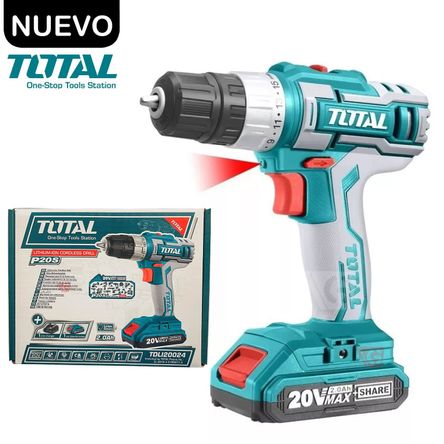 Taladro Inalámbrico 20V con Bateria y Cargador Total TDLI20024 Taladro Inalámbrico 20V con Bateria y Cargador Total TDLI20024