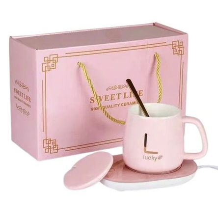 Taza Con Calentador Eléctrico Rosa Taza Con Calentador Eléctrico Rosa