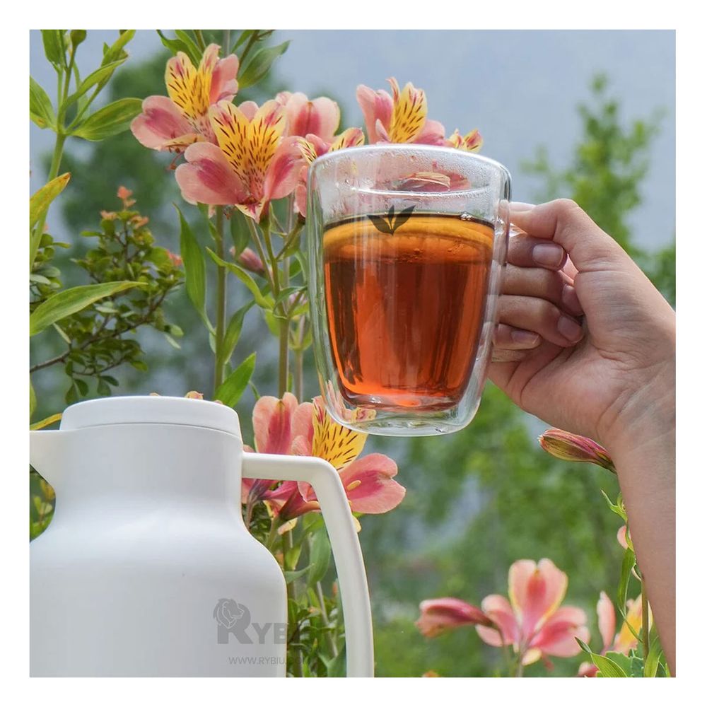 Taza de Vidrio con Hojitas 250 ML en Transparente Taza de Vidrio con Hojitas 250 ML en Transparente