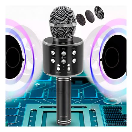 Microfono Util con Bluetooth en Negro Y+Stickers Microfono Util con Bluetooth en Negro Y+Stickers