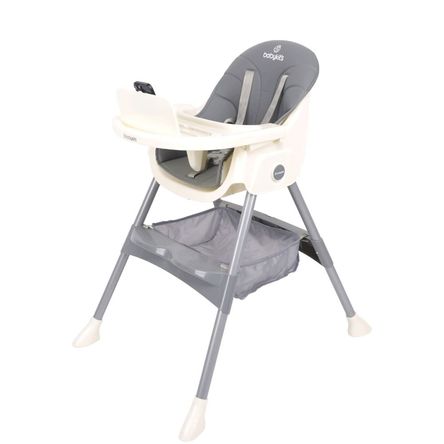 Silla de Comer Baby Kits STEPS Plegable Doble bandeja Gris