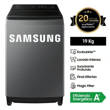 Lavadora Samsung 19Kg Plateada Wa19cg6441Bdpe Lavadora Samsung 19Kg Plateada Wa19cg6441Bdpe