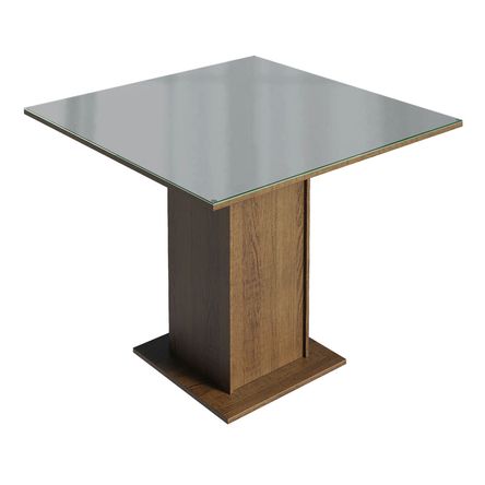 Mesa de Comedor Cuadrada con Encimera de vidrio 4 Puestos 5363 Marrón/Gris Mesa de Comedor Cuadrada con Encimera de vidrio 4 Puestos 5363 Marrón/Gris