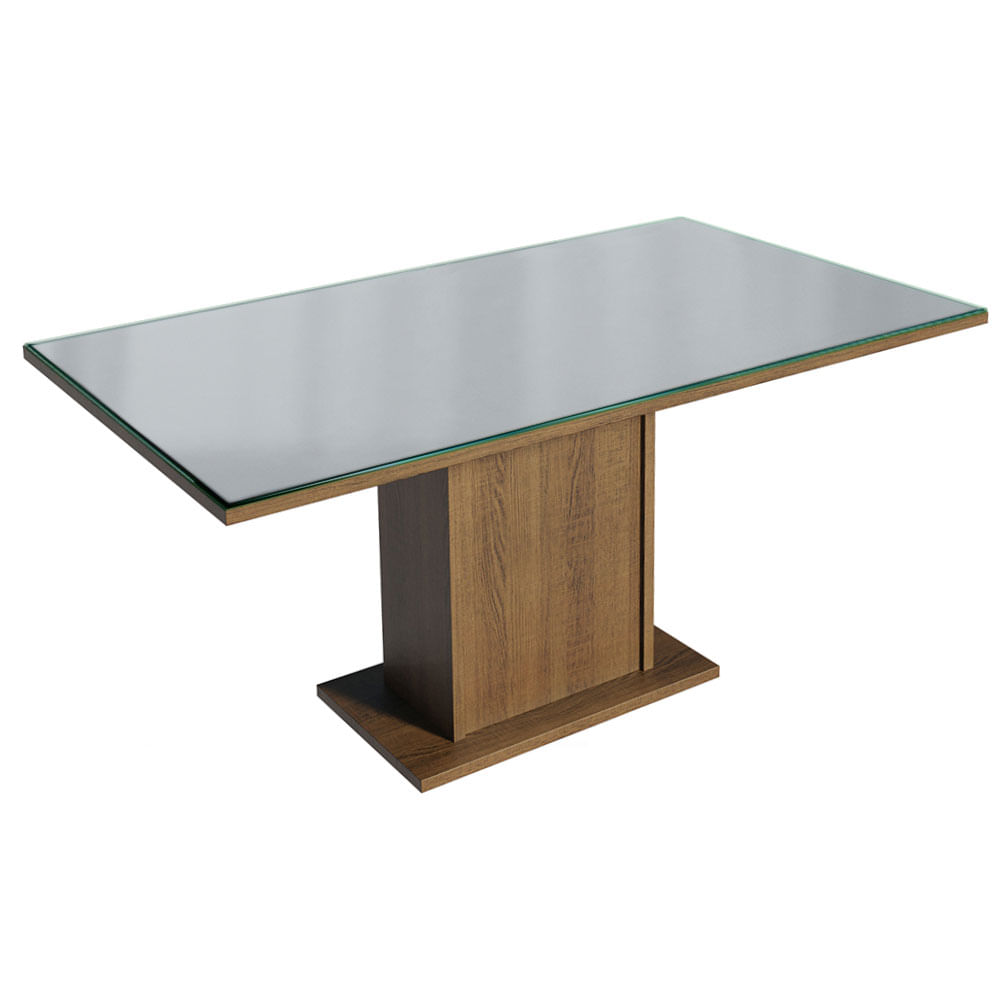 Mesa de Comedor Rectangular con Encimera de vidrio 6 Puestos 5275 Marrón/Gris Mesa de Comedor Rectangular con Encimera de vidrio 6 Puestos 5275 Marrón/Gris
