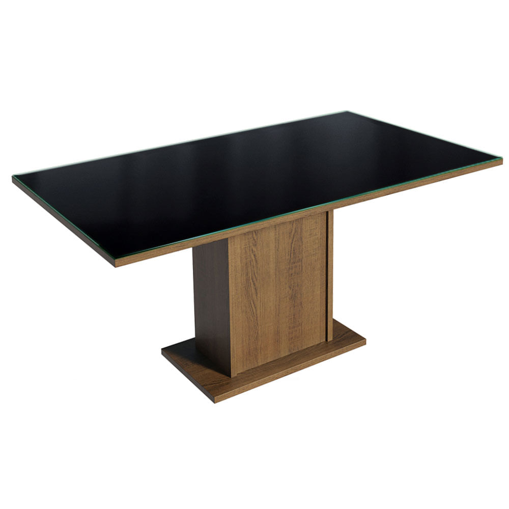 Mesa de Comedor Rectangular con Encimera de vidrio 6 Puestos 5275 Marrón/Negro Mesa de Comedor Rectangular con Encimera de vidrio 6 Puestos 5275 Marrón/Negro