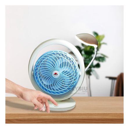 Ventilador Ergonomico con Lampara y 3 Velocidades Celeste