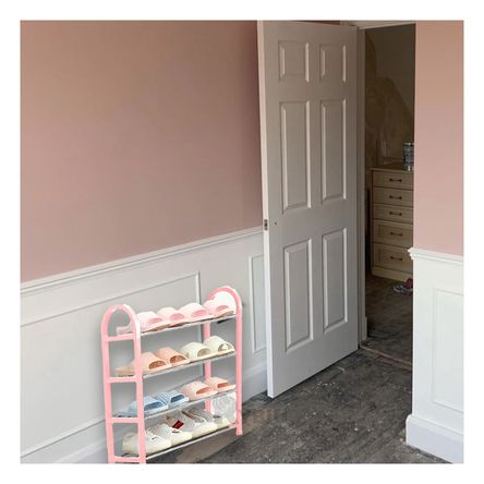 Zapatera con Tubos de Acero Inoxidable en Rosado Y+Agendita Zapatera con Tubos de Acero Inoxidable en Rosado Y+Agendita