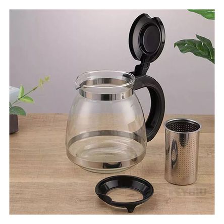 Tetera Elegante de Vidrio con Filtro para Infusiones Negro