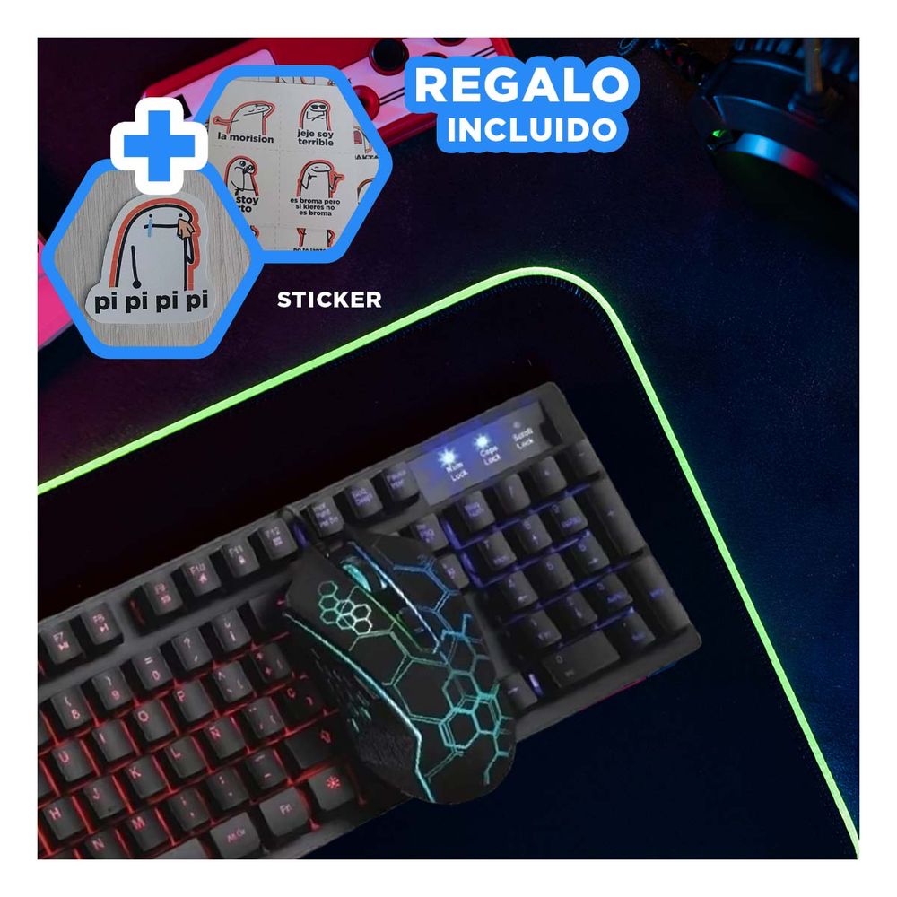 Teclado Adaptabe de Color Negro Y+Post-it adhesivos Teclado Adaptabe de Color Negro Y+Post-it adhesivos