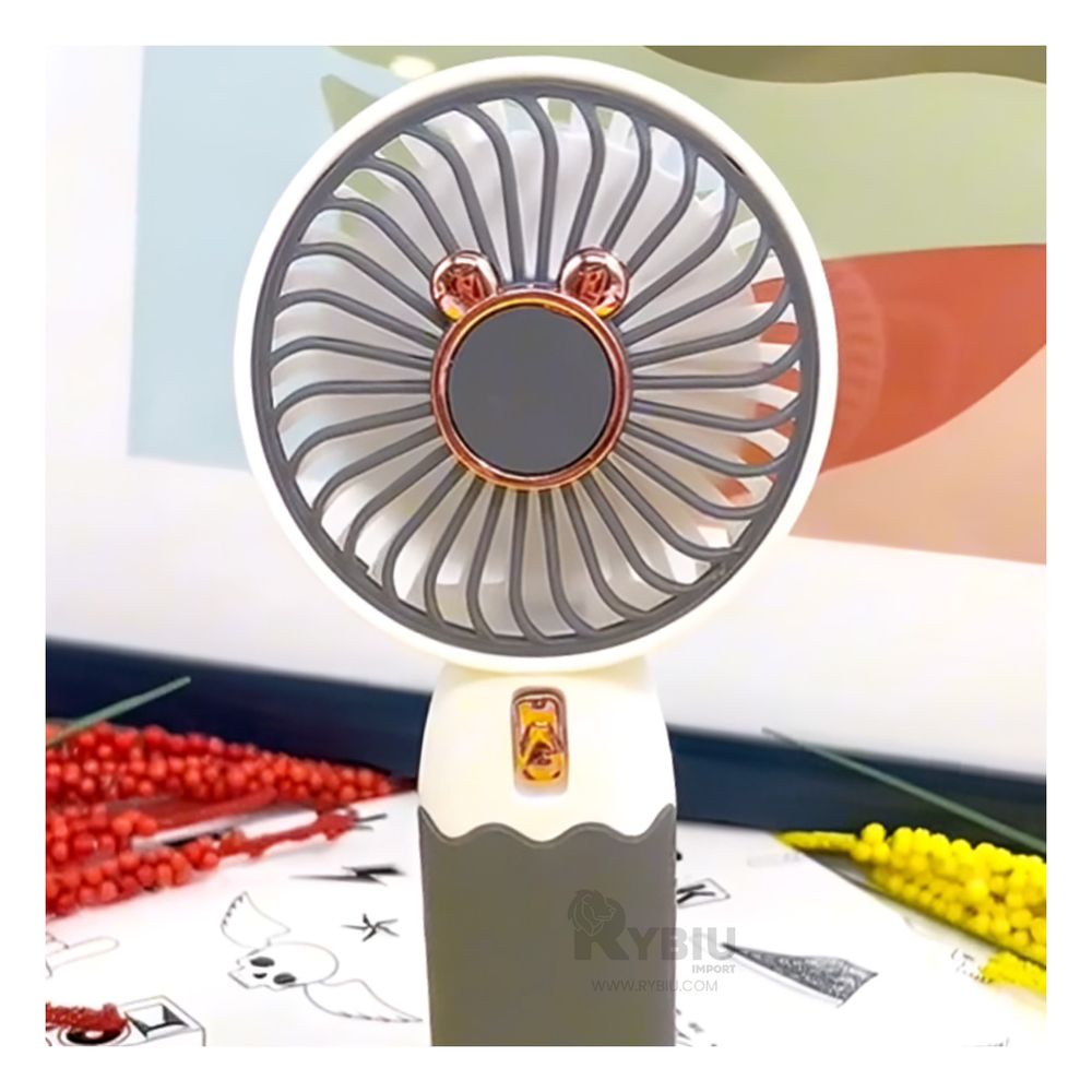 Ventilador Recargable en Color Blanco Y+Stickers Ventilador Recargable en Color Blanco Y+Stickers