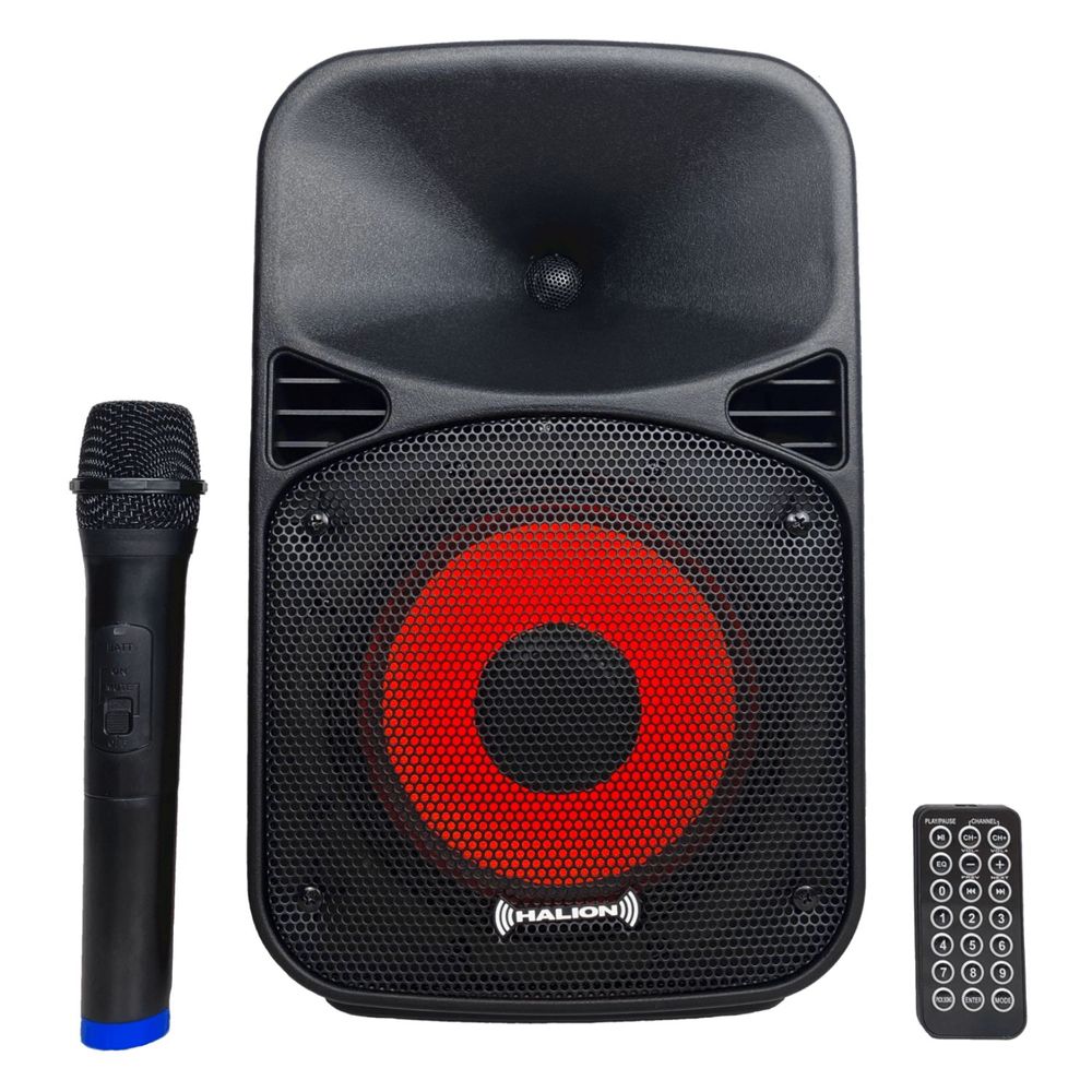 Parlante Portátil Halion RHA-8EB 300W PMPO micrófono inalámbrico UHF Parlante Portátil Halion RHA-8EB 300W PMPO micrófono inalámbrico UHF