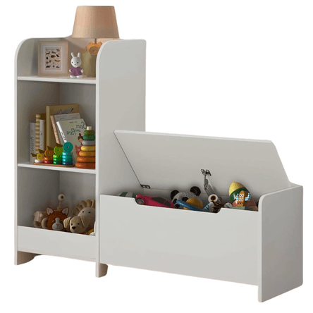 Juguetero con Asiento Infantil Rowan Blanco  AMORE HOME