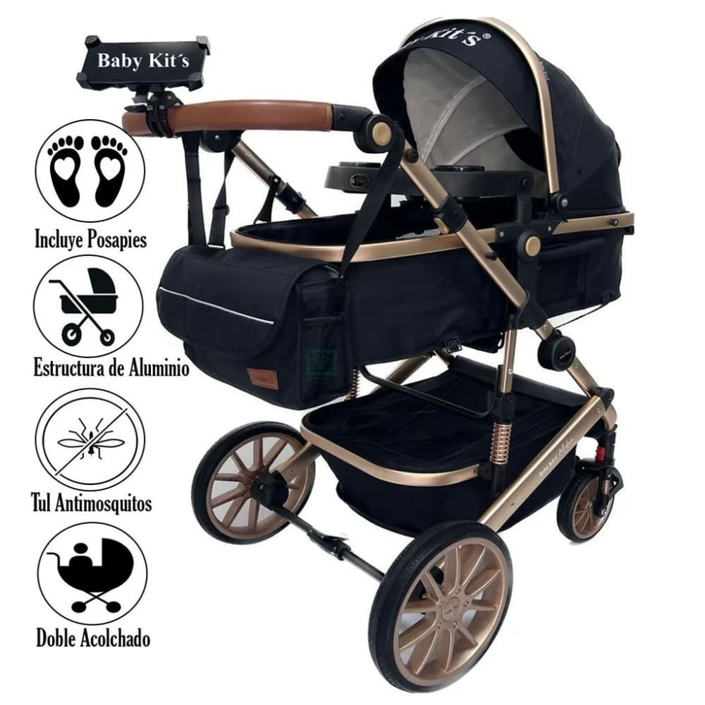 Coche Moisés Baby Kits Milán II Edición 2023 Negro Coche Moisés Baby Kits Milán II Edición 2023 Negro