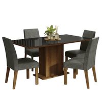 Juego de Comedor Avril con 4 Sillas Marrón/Negro/Plata