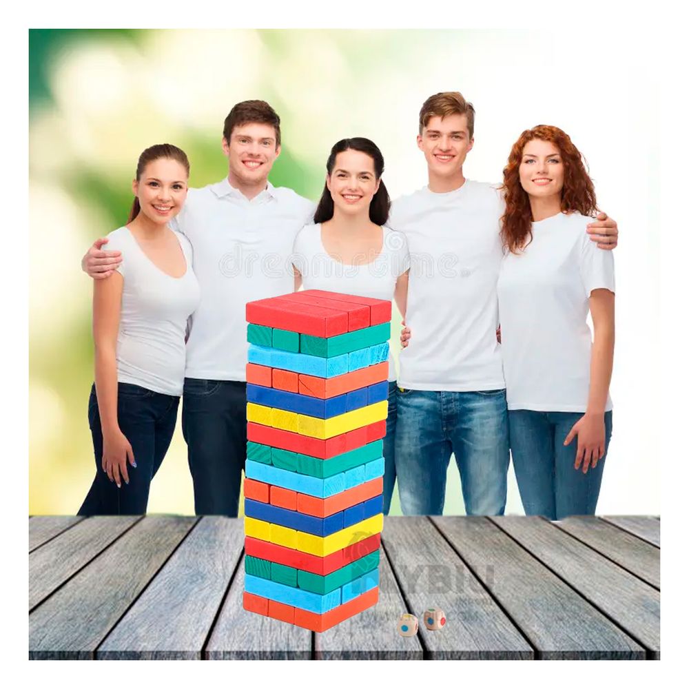Jenga de 48 Piezas de Material Madera Familiar Multicolor Jenga de 48 Piezas de Material Madera Familiar Multicolor