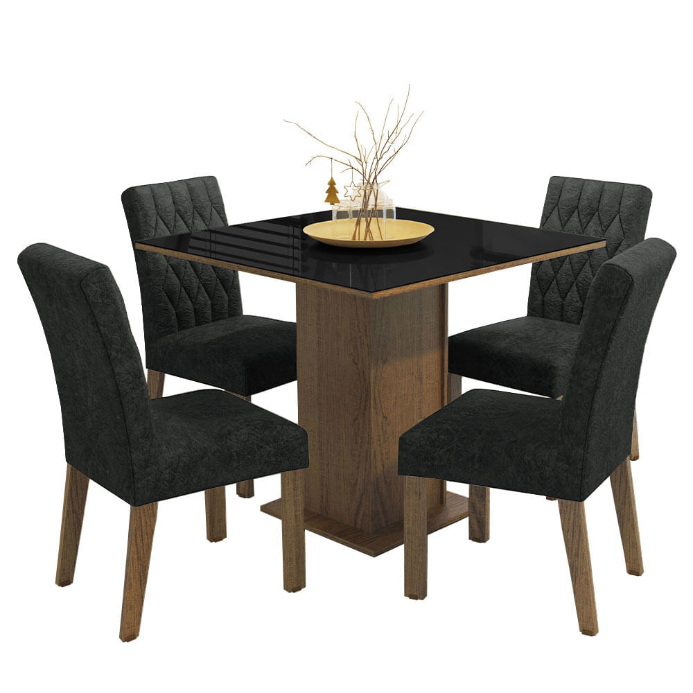 Juego de Comedor Anaju con 4 Sillas Marrón/Negro/Oxford Juego de Comedor Anaju con 4 Sillas Marrón/Negro/Oxford