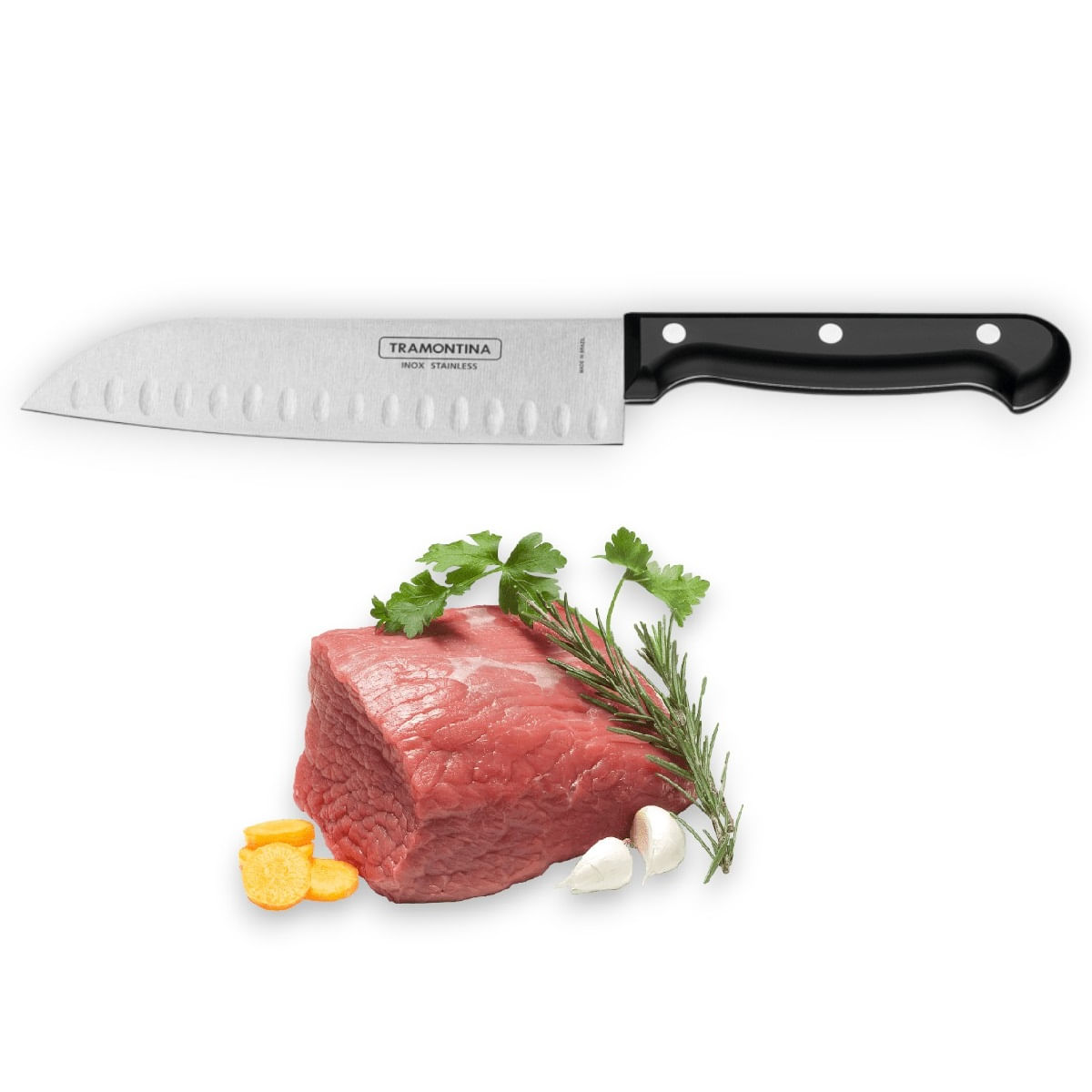 Cuchillo Santoku Para Picar Profesional 7 Mango Negro Tramontina