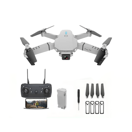 Drone Portátil Con Doble Camara E88 y WIFI Color Gris