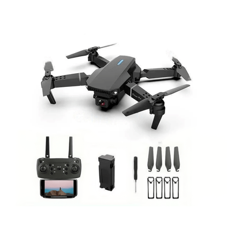 Drone Portátil Con Doble Camara E88 y WIFI Color Negro Drone Portátil Con Doble Camara E88 y WIFI Color Negro