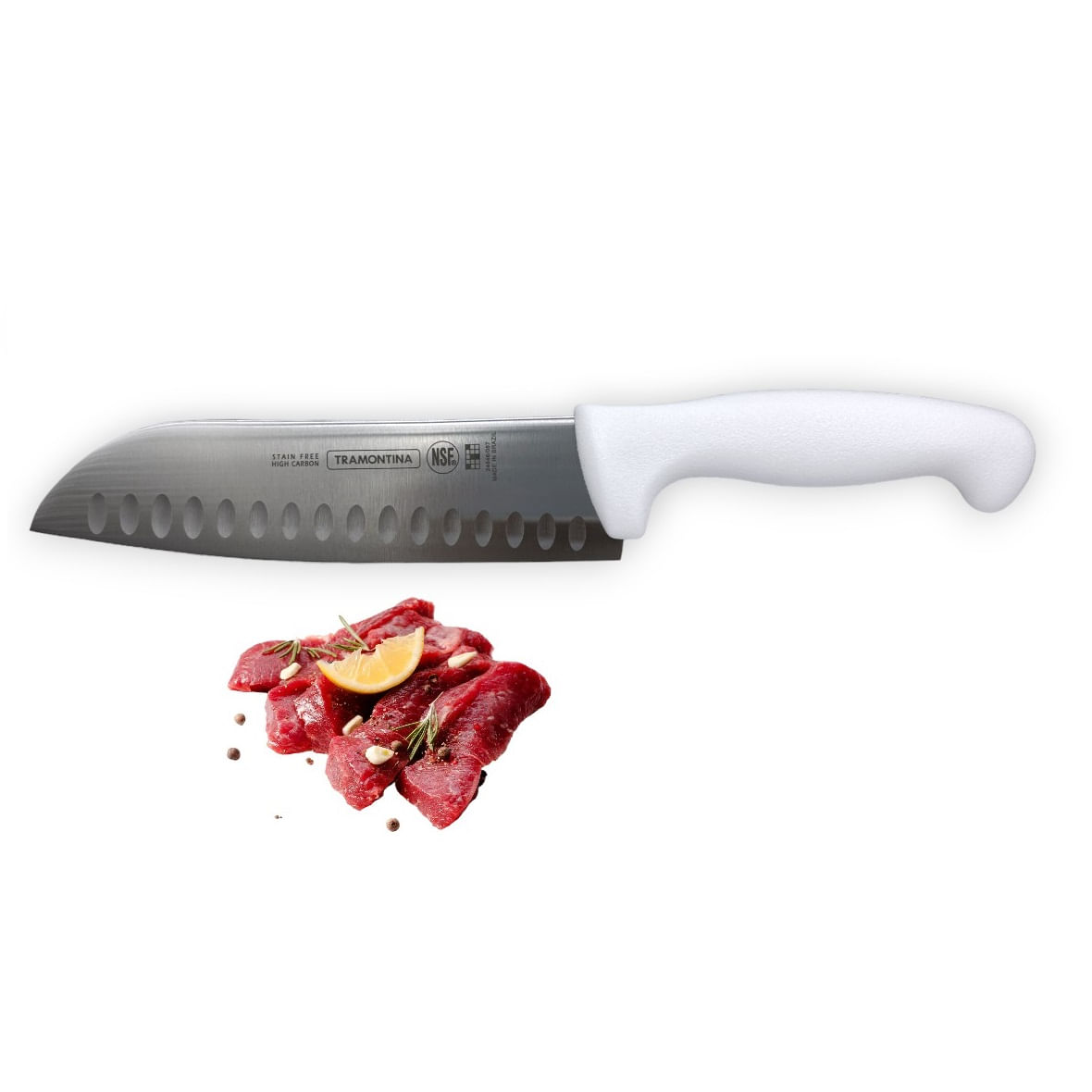 Cuchillo Santoku Para Picar Profesional 7 Mango Blanco Tramontina