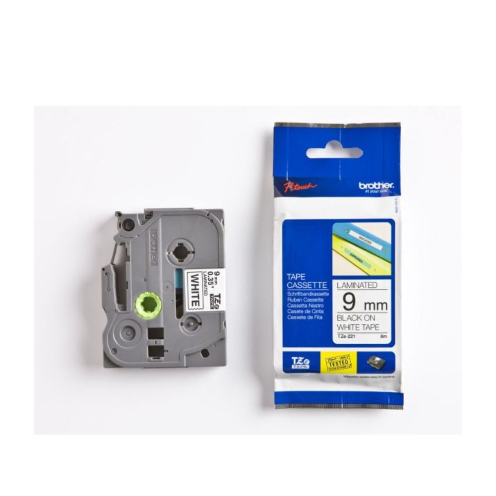 Cinta Brother Tze-221 (9mm x 8mts), Negro sobre blanco Cinta Brother Tze-221 (9mm x 8mts), Negro sobre blanco