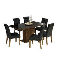 Juego de Comedor Geórgia con 6 Sillas Marrón/Negro/Oxford