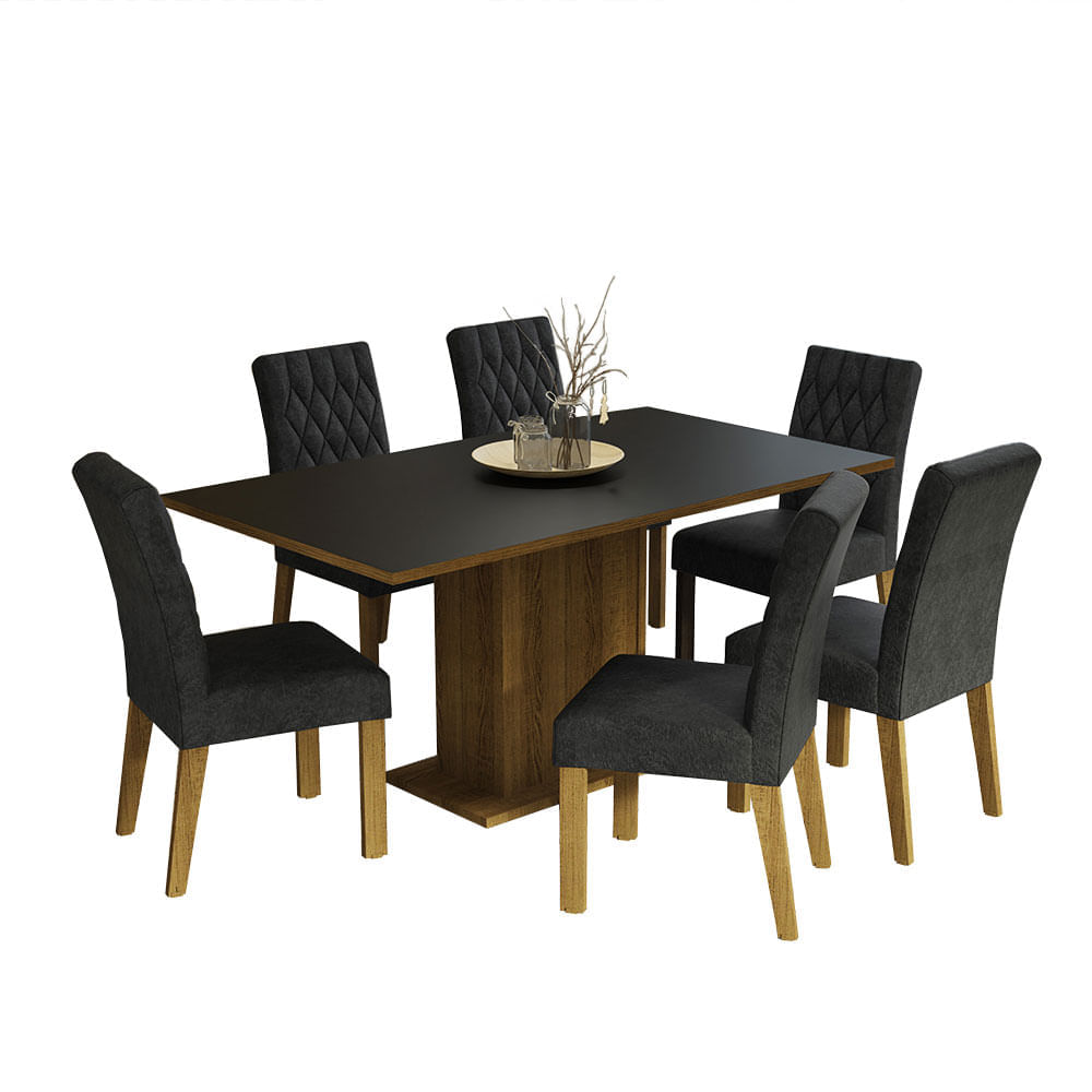 Juego de Comedor Hanna con 6 Sillas Marrón/Negro/Oxford Juego de Comedor Hanna con 6 Sillas Marrón/Negro/Oxford