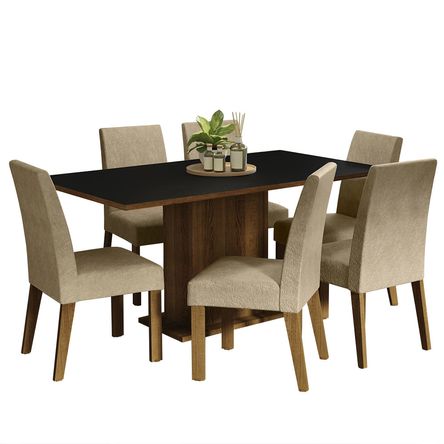 Juego de Comedor Renata con 6 Sillas Marrón/Negro/Imperial