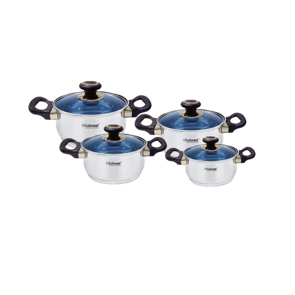 Juego de ollas Luissant LU 1104A 8 Piezas Azul Juego de ollas Luissant LU 1104A 8 Piezas Azul