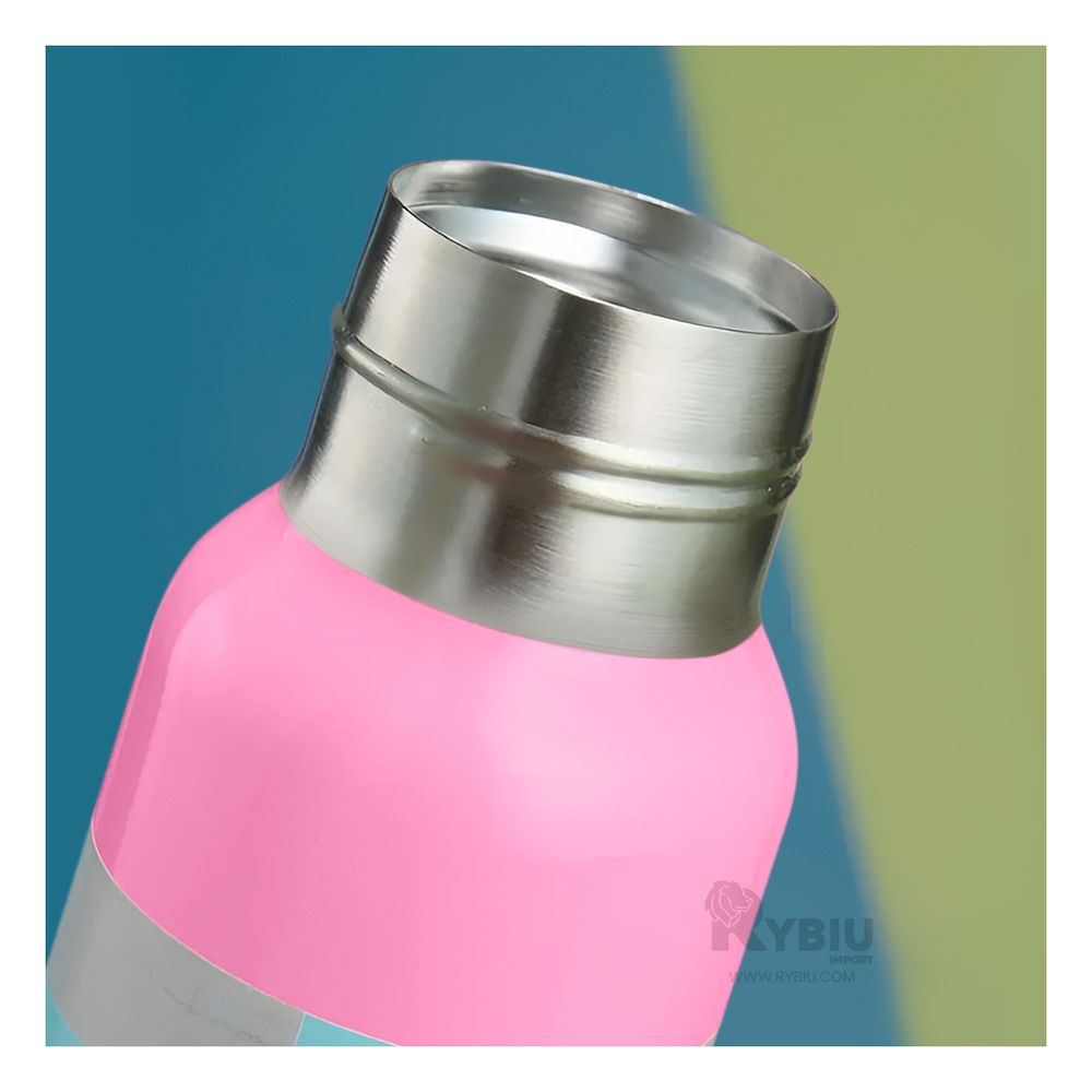 Botella Termica de Acero Color Rosado Y+Banderitas adhesivas Botella Termica de Acero Color Rosado Y+Banderitas adhesivas